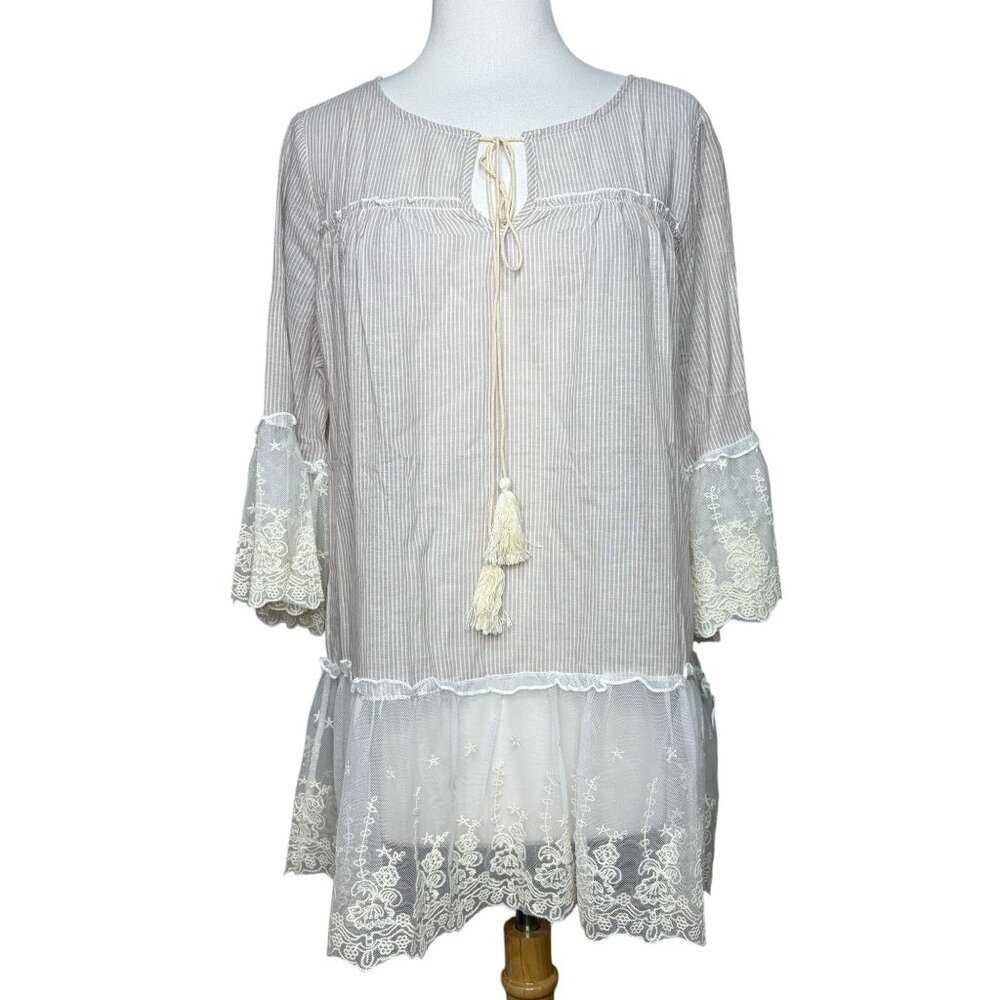 Hayden Los Angeles Cotton and Lace Tunic Size Large New